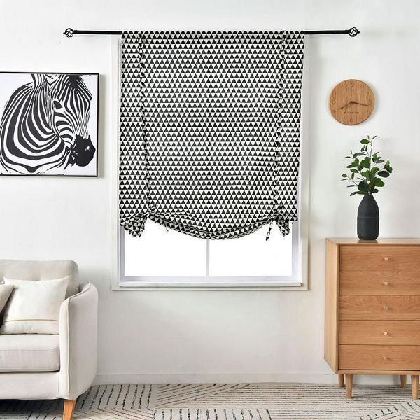curtain & drapes creative pullable geometry linen ethnic style bohemian semi-shading kitchen door classic bedroom window